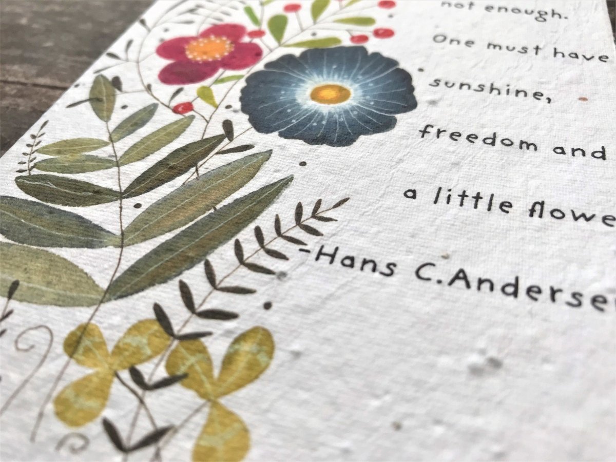 Plantable Seed Paper Flower Card: Inspirational Quote, Eco - Friendly - Erika's Whimsical Art