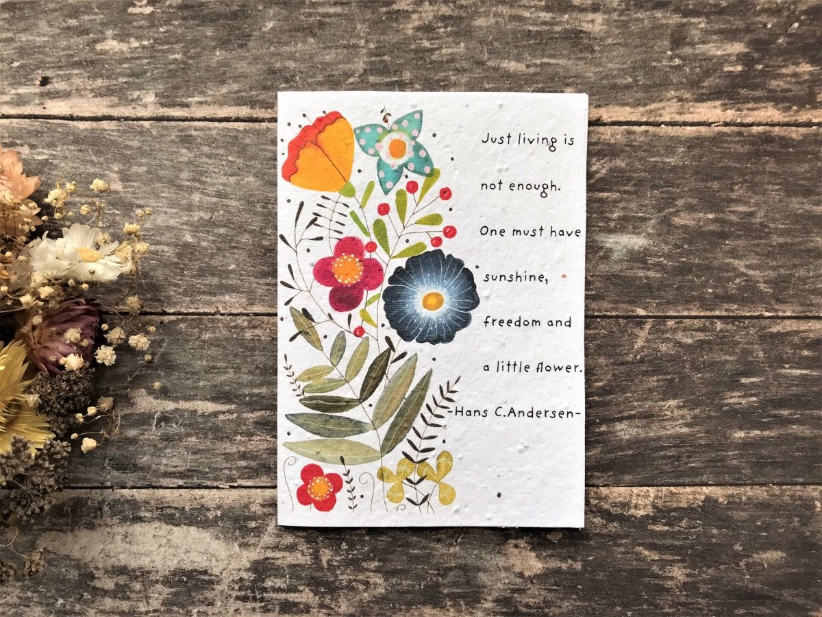 Plantable Seed Paper Flower Card: Inspirational Quote, Eco - Friendly - Erika's Whimsical Art