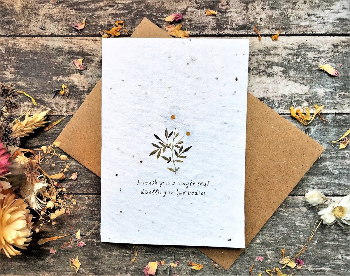 Plantable Seed Paper Friend Card: Eco - Friendly Greeting - Erika's Whimsical Art