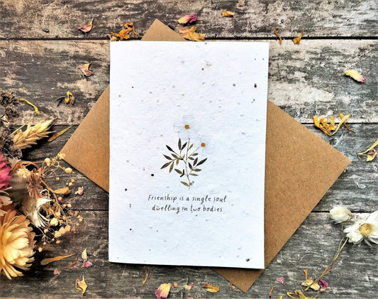 Plantable Seed Paper Friend Card: Eco - Friendly Greeting - Erika's Whimsical Art