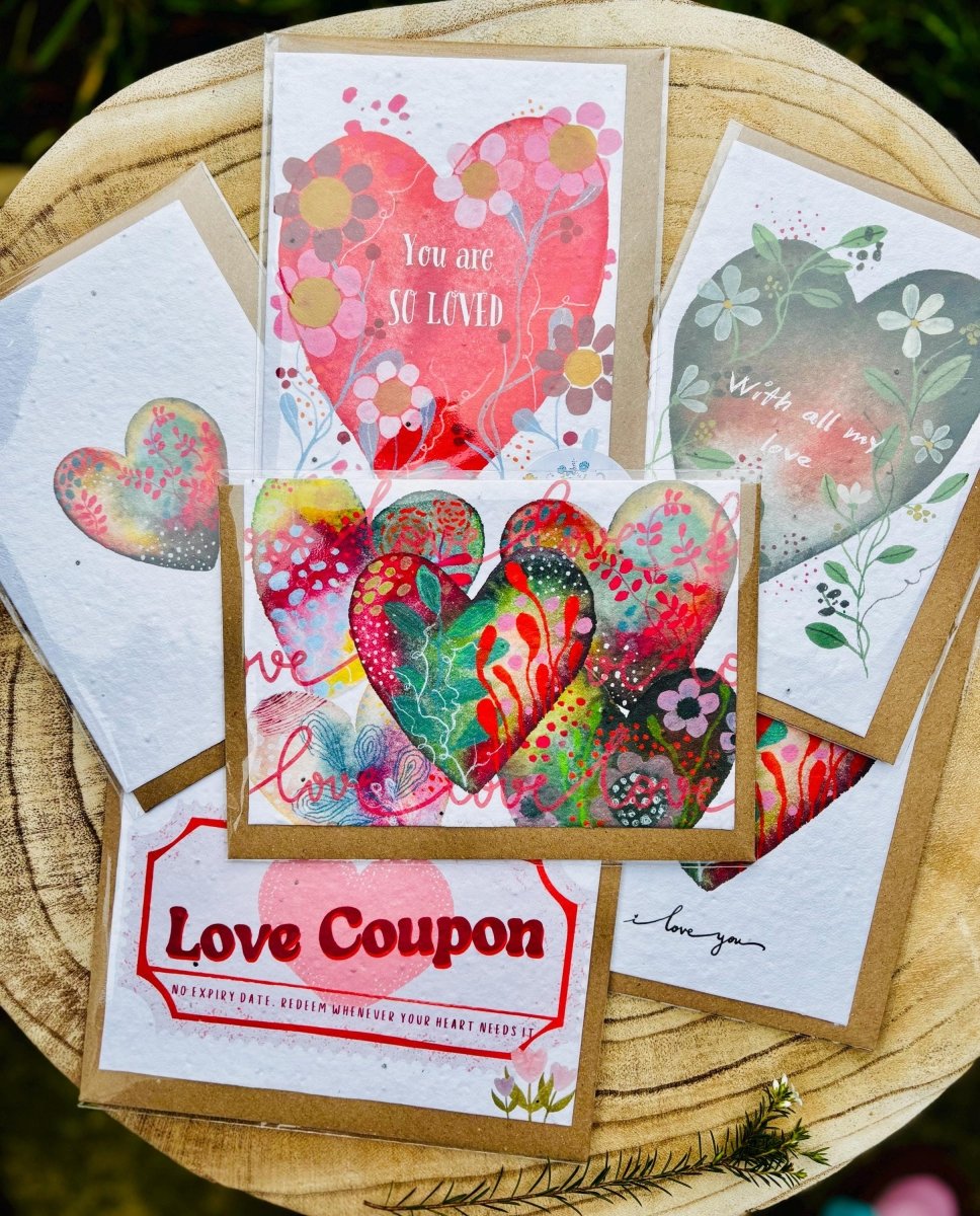 Plantable Seed Paper Heart Card – Wildflower Anniversary Card - Erika's Whimsical Art