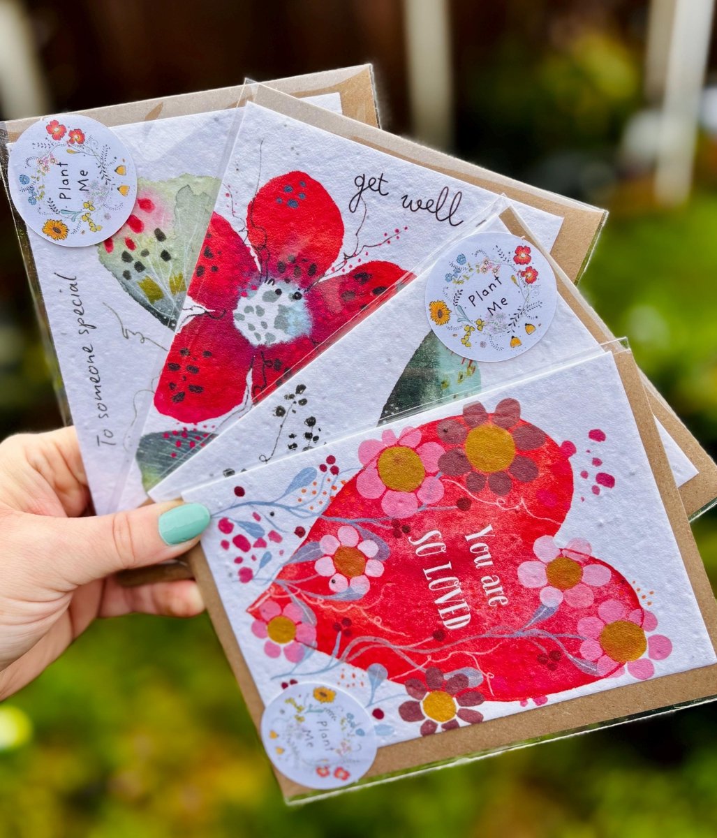 Plantable Seed Paper Heart Card – Wildflower Anniversary Card - Erika's Whimsical Art