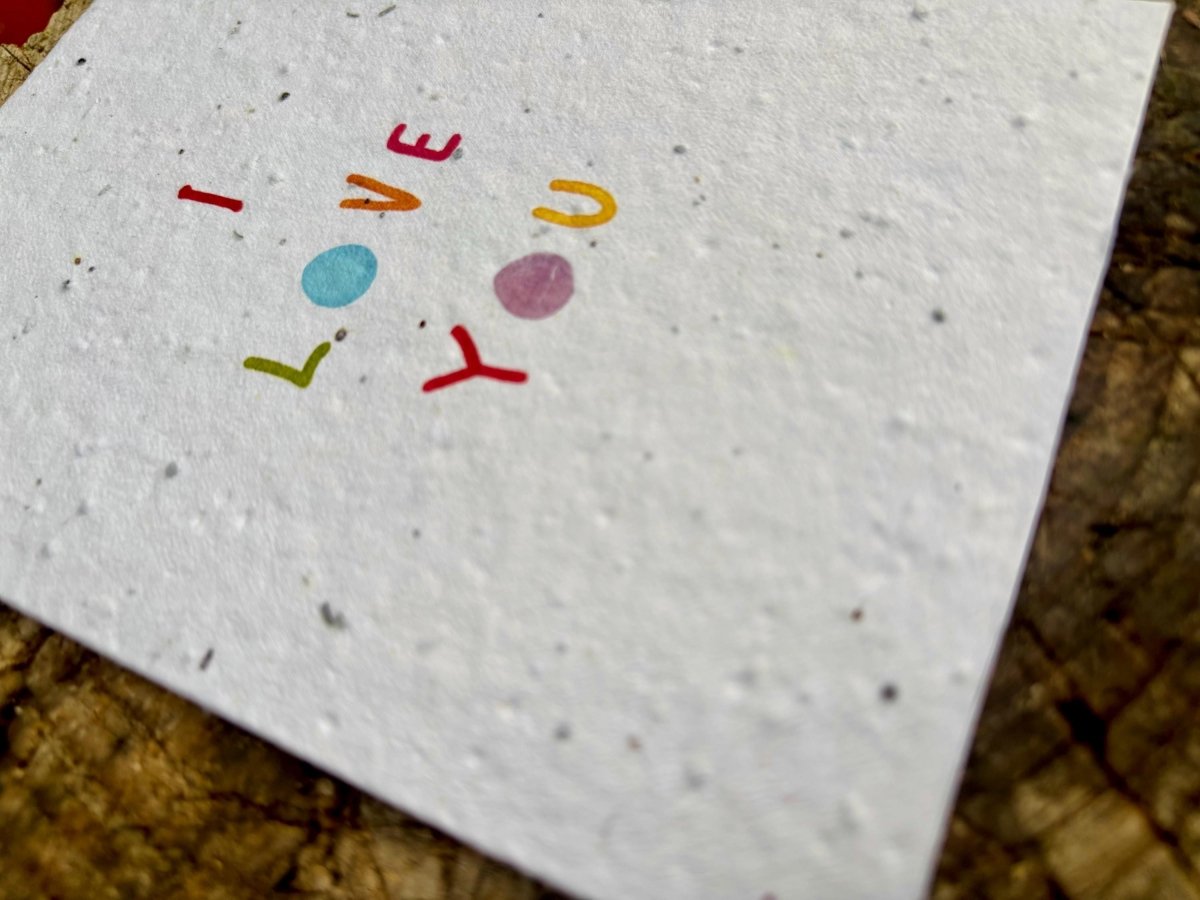 Plantable Seed Paper Love Card: Eco - Friendly Birthday, Anniversary Card - Erika's Whimsical Art