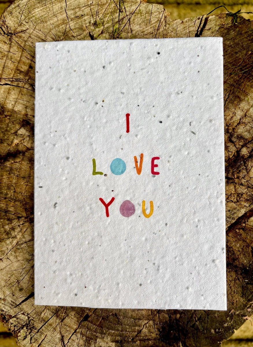 Plantable Seed Paper Love Card: Eco - Friendly Birthday, Anniversary Card - Erika's Whimsical Art