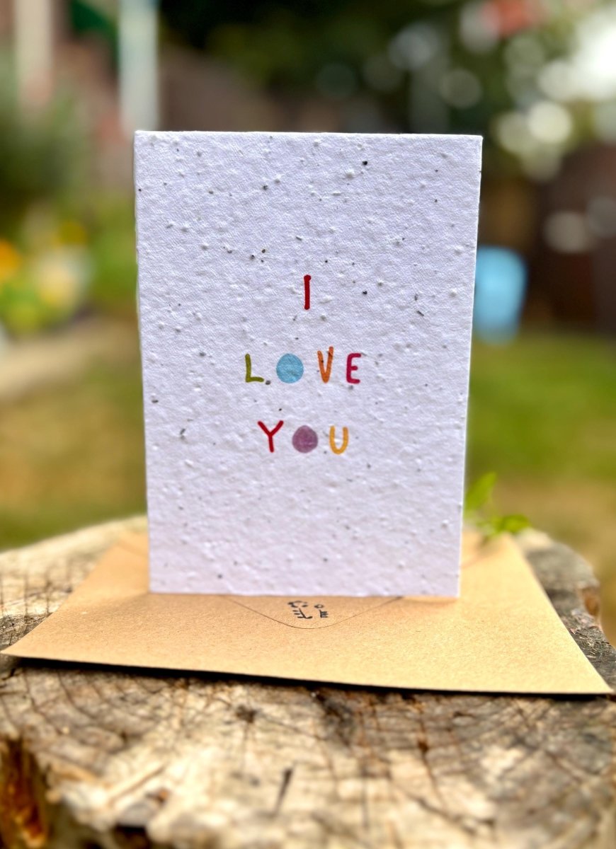 Plantable Seed Paper Love Card: Eco - Friendly Birthday, Anniversary Card - Erika's Whimsical Art