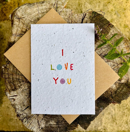 Plantable Seed Paper Love Card: Eco - Friendly Birthday, Anniversary Card - Erika's Whimsical Art