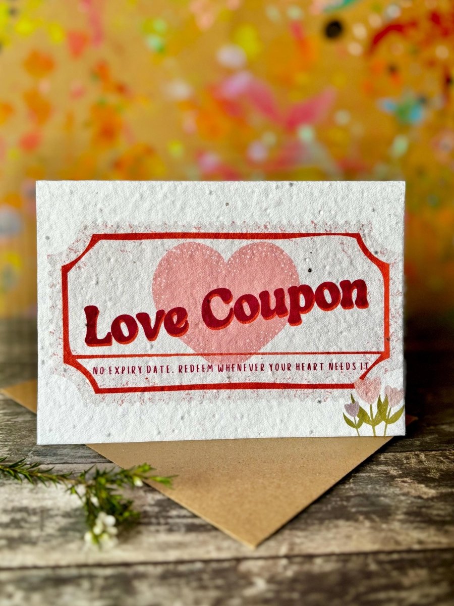 Plantable Seed Paper Love Coupon Card – Wildflower Anniversary Gift - Erika's Whimsical Art