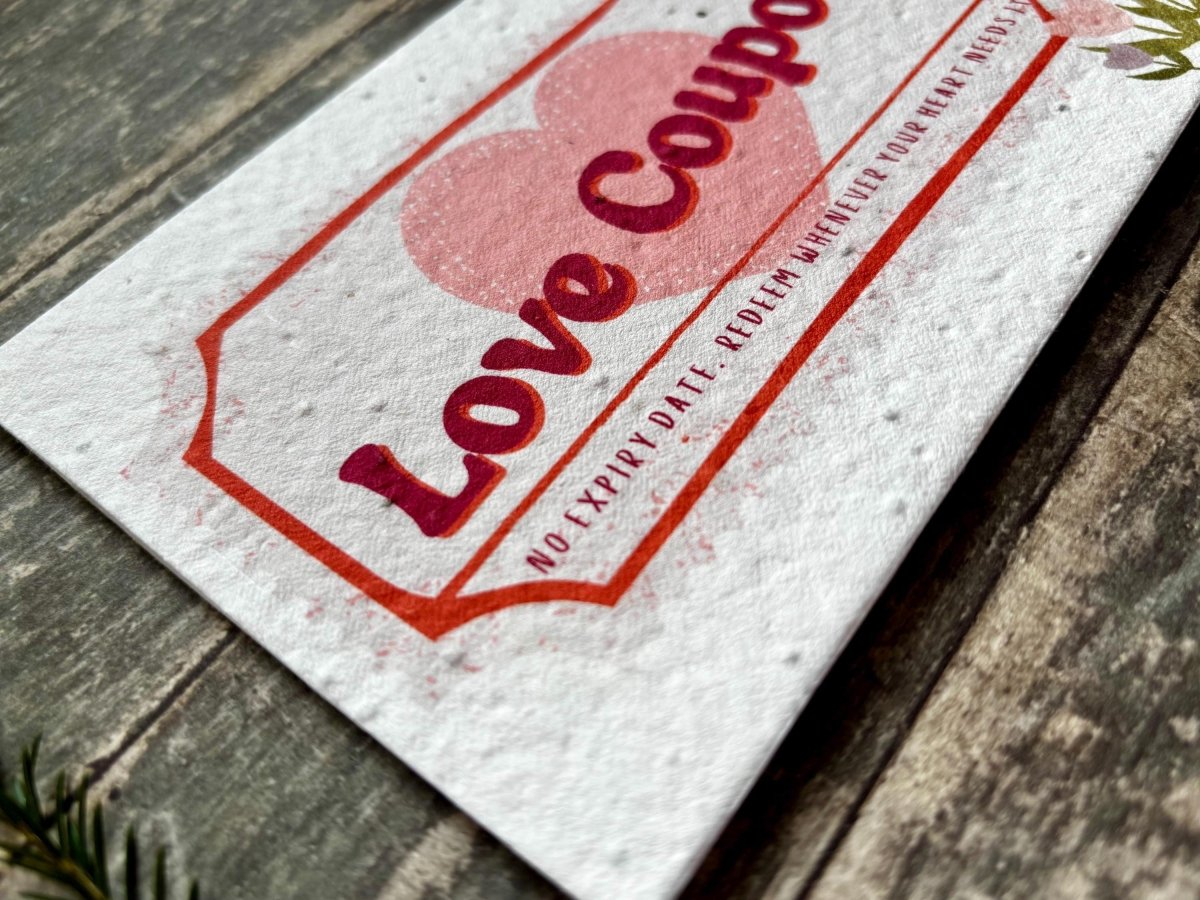 Plantable Seed Paper Love Coupon Card – Wildflower Anniversary Gift - Erika's Whimsical Art