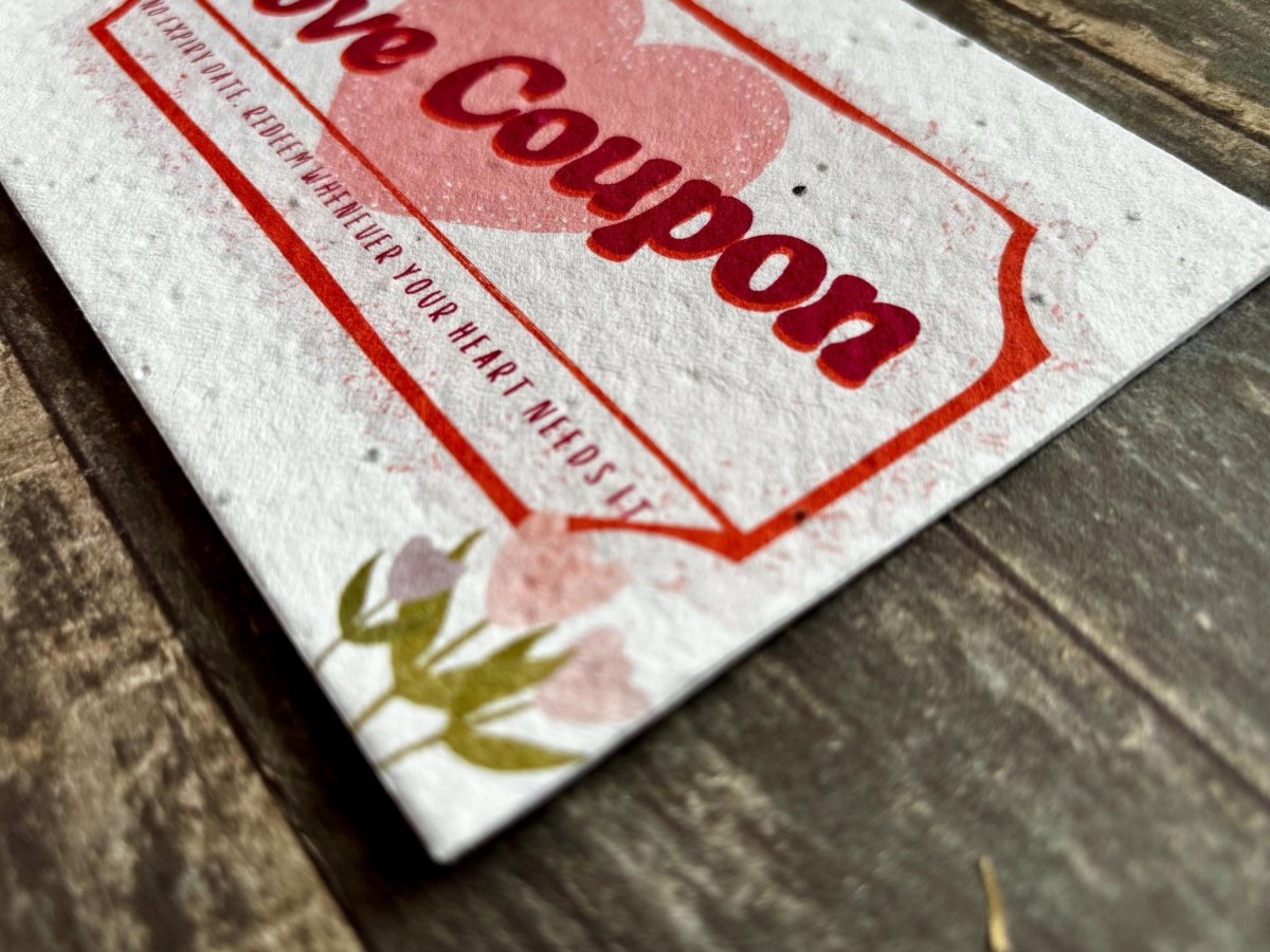 Plantable Seed Paper Love Coupon Card – Wildflower Anniversary Gift - Erika's Whimsical Art