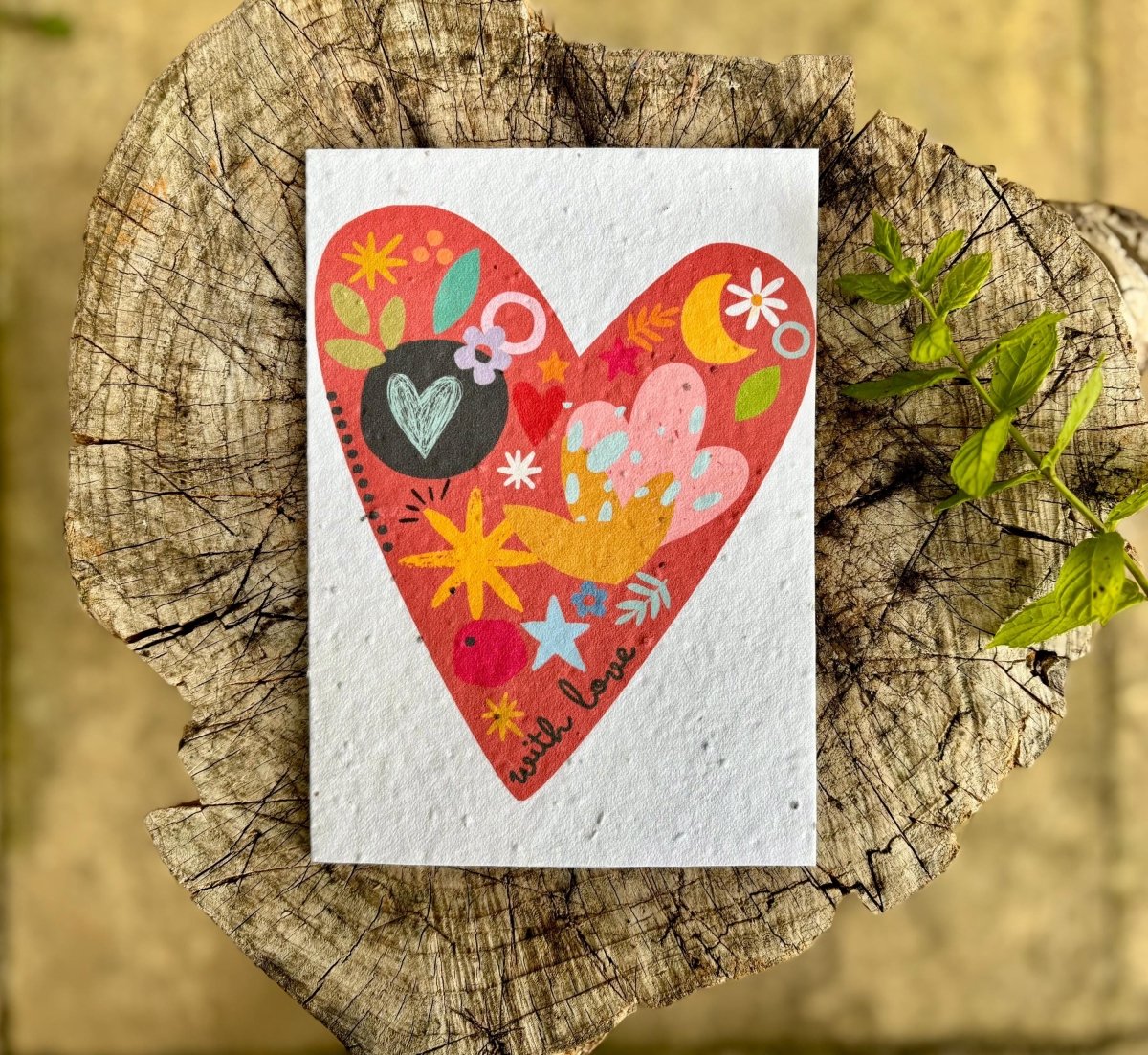Plantable Seed Paper Love Heart Card: Birthday, Anniversary, I Love You - Erika's Whimsical Art