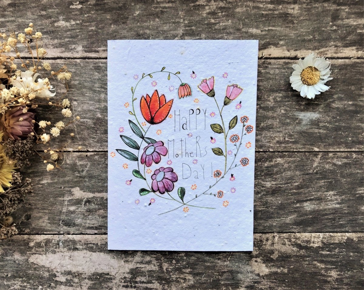 Plantable Seed Paper Mother's Day Card, Blank Inside, Mother's day card, Cards for Mum - Erika's Whimsical Art