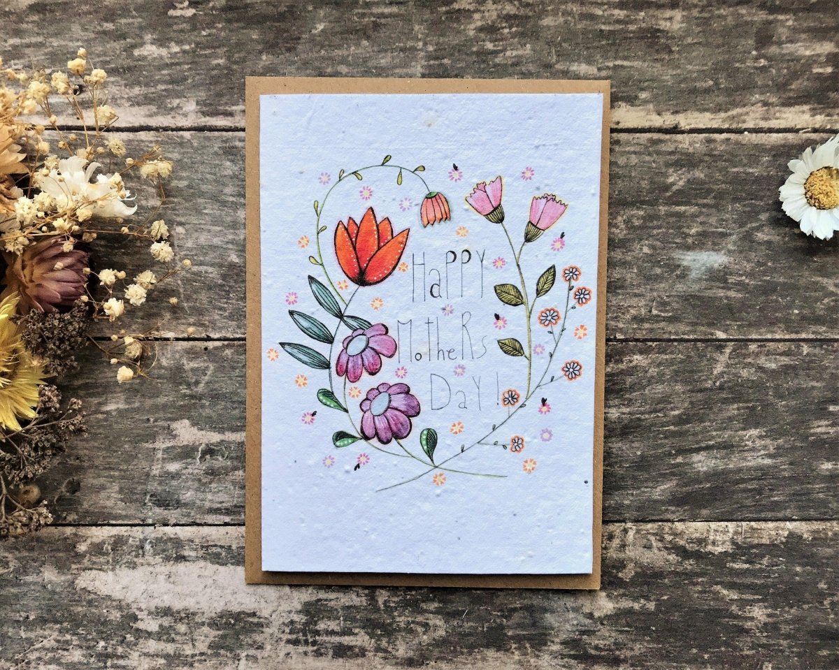 Plantable Seed Paper Mother's Day Card, Blank Inside, Mother's day card, Cards for Mum - Erika's Whimsical Art