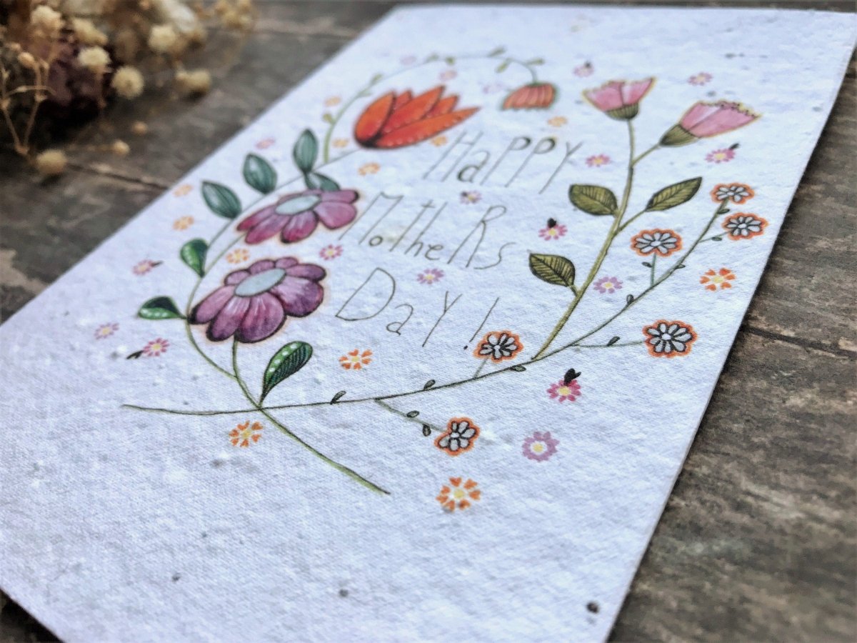 Plantable Seed Paper Mother's Day Card, Blank Inside, Mother's day card, Cards for Mum - Erika's Whimsical Art