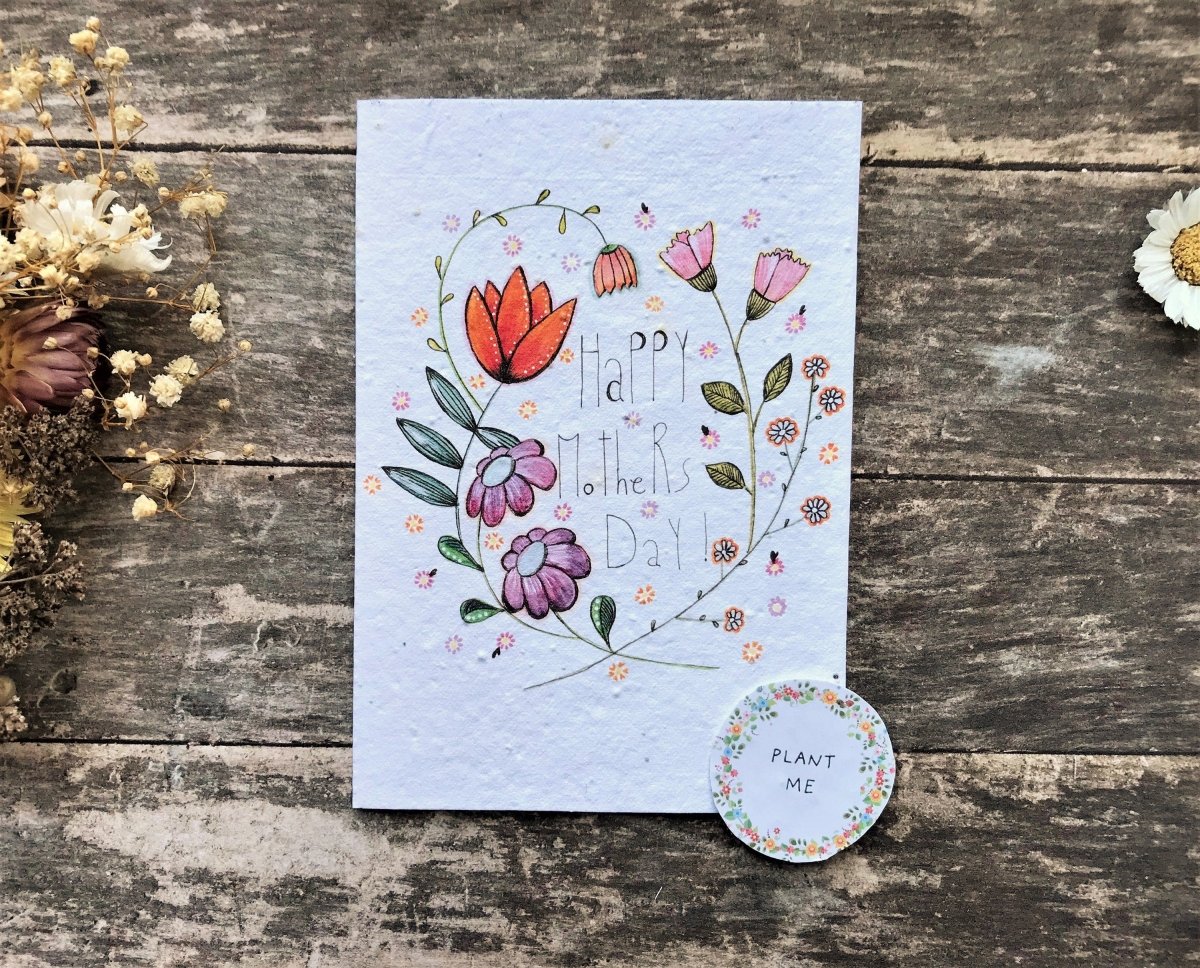 Plantable Seed Paper Mother's Day Card, Blank Inside, Mother's day card, Cards for Mum - Erika's Whimsical Art