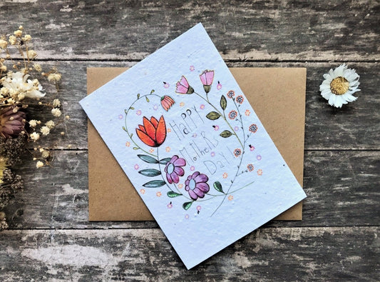 Plantable Seed Paper Mother's Day Card, Blank Inside, Mother's day card, Cards for Mum - Erika's Whimsical Art