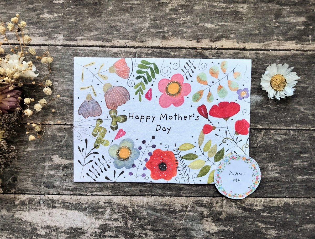 Plantable Seed Paper Mother's Day Card, Blank Inside, Mother's day card, Cards for Mum, Mum cards, Mother's Day gift , Eco - friendly cards - Erika's Whimsical Art