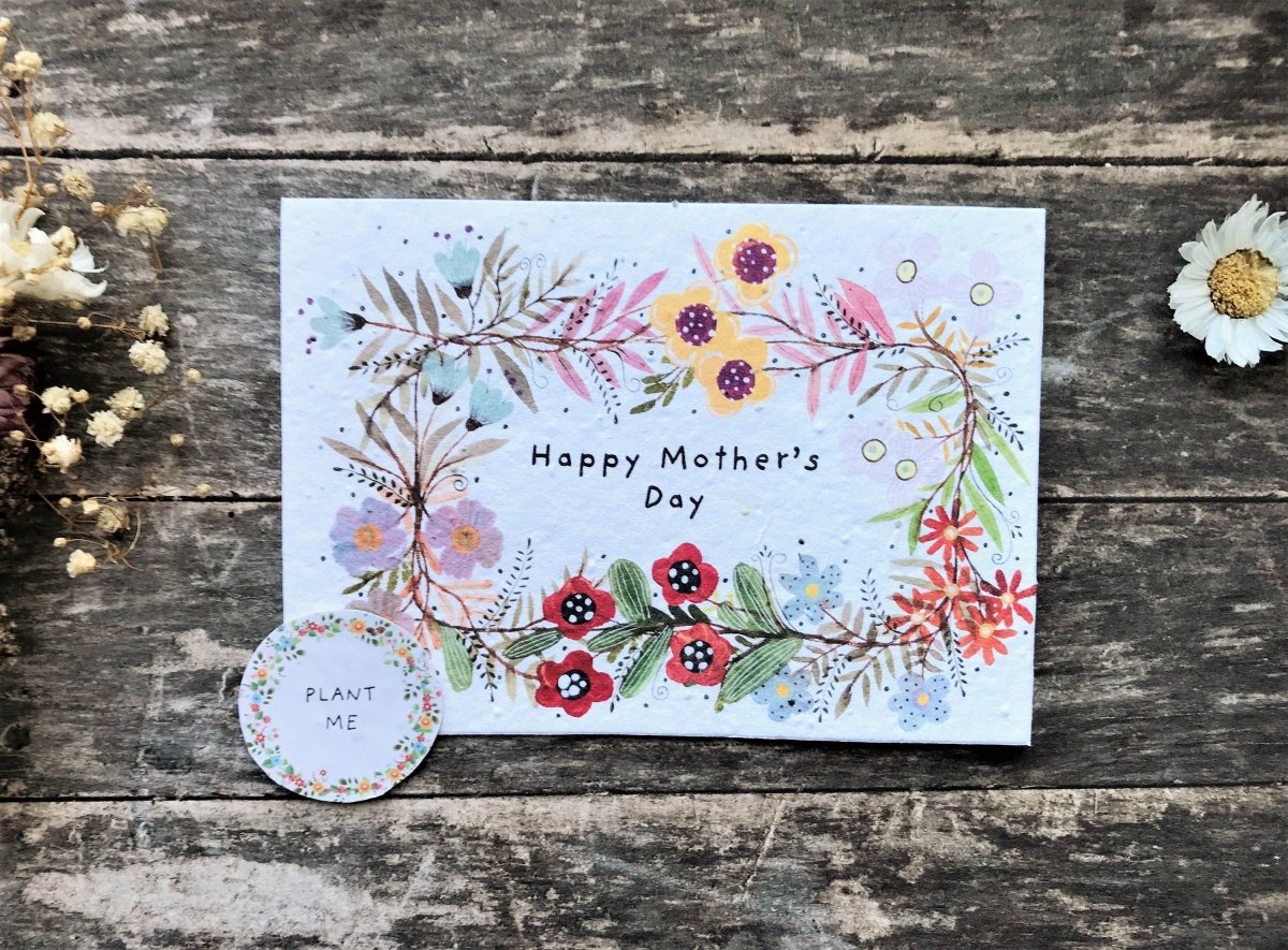 Plantable Seed Paper Mother's Day Card, Blank Inside, Mother's day card, Cards for Mum, Mum cards, Mother's Day gift , Eco - friendly cards - Erika's Whimsical Art