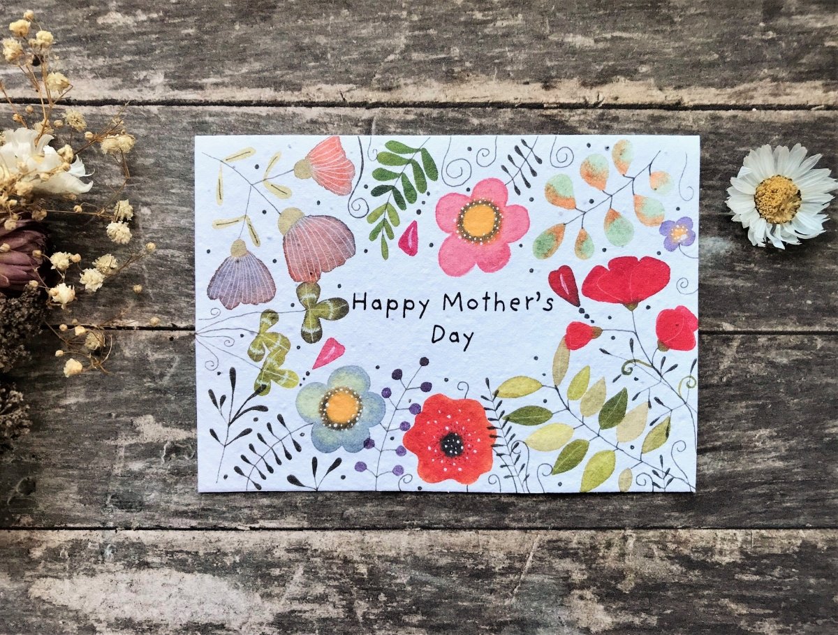 Plantable Seed Paper Mother's Day Card, Blank Inside, Mother's day card, Cards for Mum, Mum cards, Mother's Day gift , Eco - friendly cards - Erika's Whimsical Art