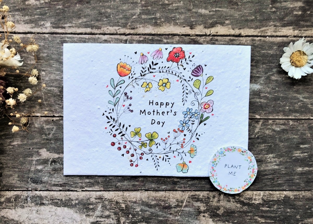 Plantable Seed Paper Mother's Day Card, Blank Inside, Mother's day card, Cards for Mum, Mum cards, Mother's Day gift , Eco - friendly cards - Erika's Whimsical Art