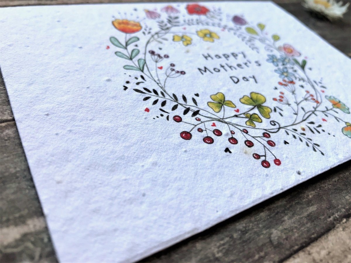 Plantable Seed Paper Mother's Day Card, Blank Inside, Mother's day card, Cards for Mum, Mum cards, Mother's Day gift , Eco - friendly cards - Erika's Whimsical Art