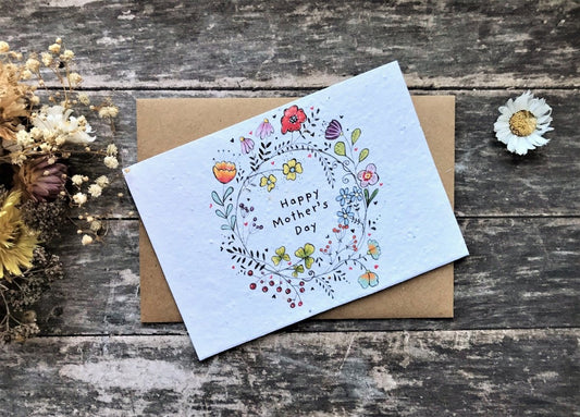 Plantable Seed Paper Mother's Day Card, Blank Inside, Mother's day card, Cards for Mum, Mum cards, Mother's Day gift , Eco - friendly cards - Erika's Whimsical Art