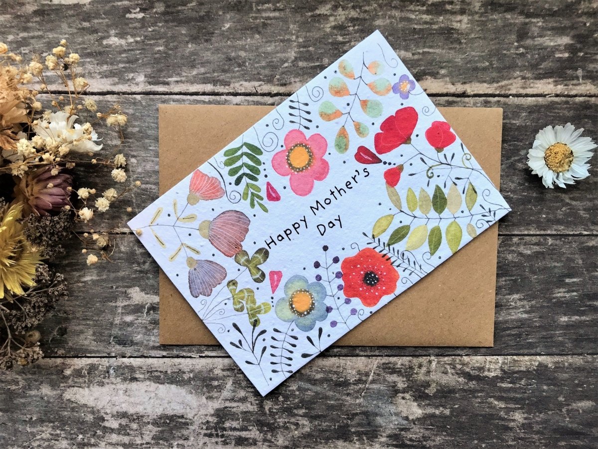 Plantable Seed Paper Mother's Day Card, Blank Inside, Mother's day card, Cards for Mum, Mum cards, Mother's Day gift , Eco - friendly cards - Erika's Whimsical Art
