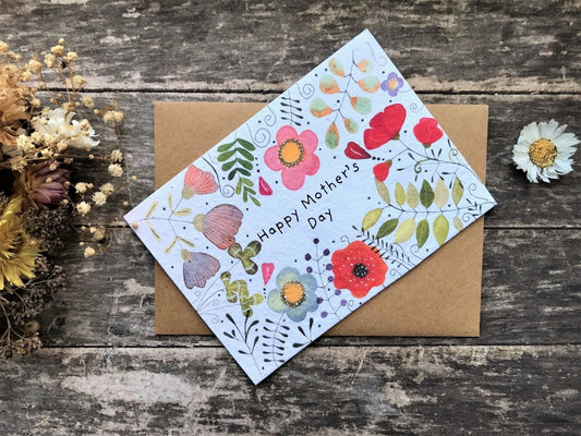 Plantable Seed Paper Mother's Day Card, Blank Inside, Mother's day card, Cards for Mum, Mum cards, Mother's Day gift , Eco - friendly cards - Erika's Whimsical Art
