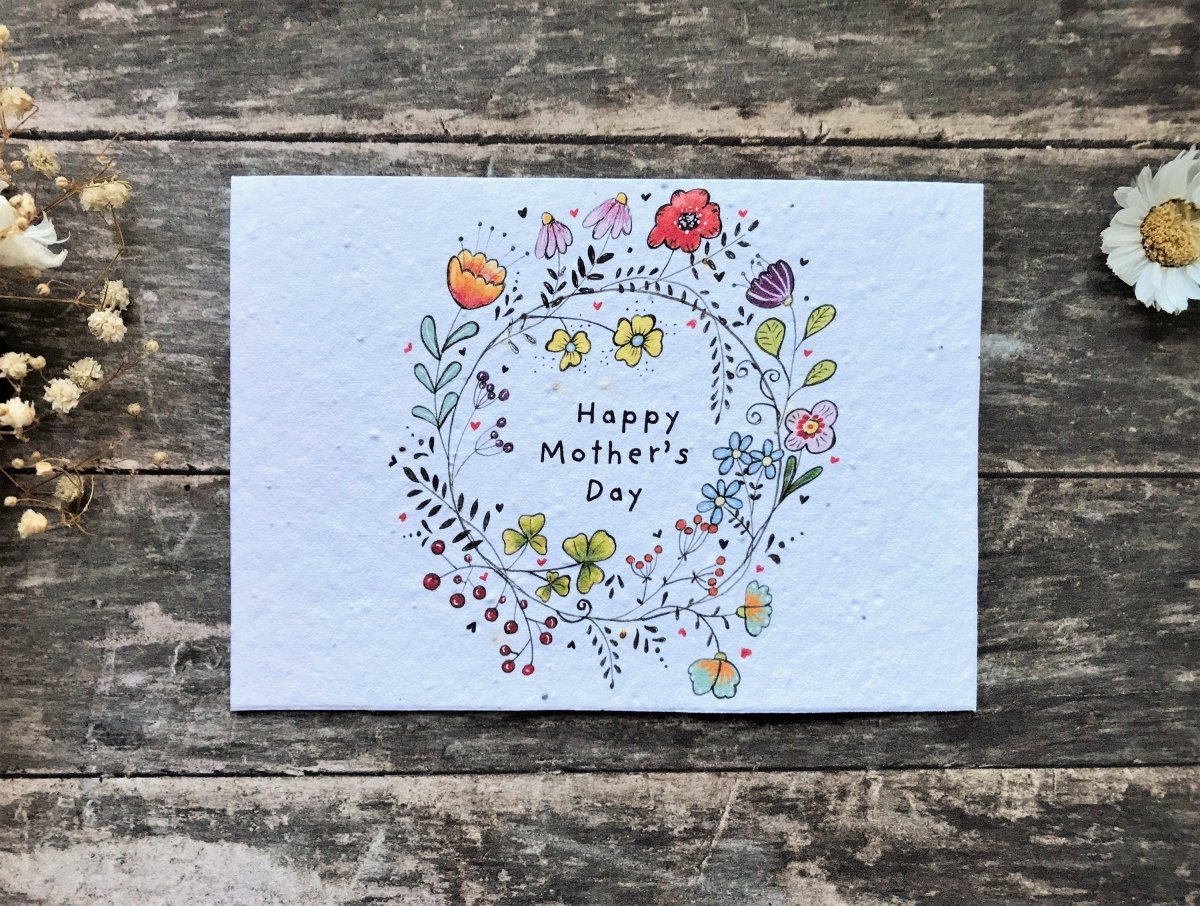 Plantable Seed Paper Mother's Day Card, Blank Inside, Mother's day card, Cards for Mum, Mum cards, Mother's Day gift , Eco - friendly cards - Erika's Whimsical Art
