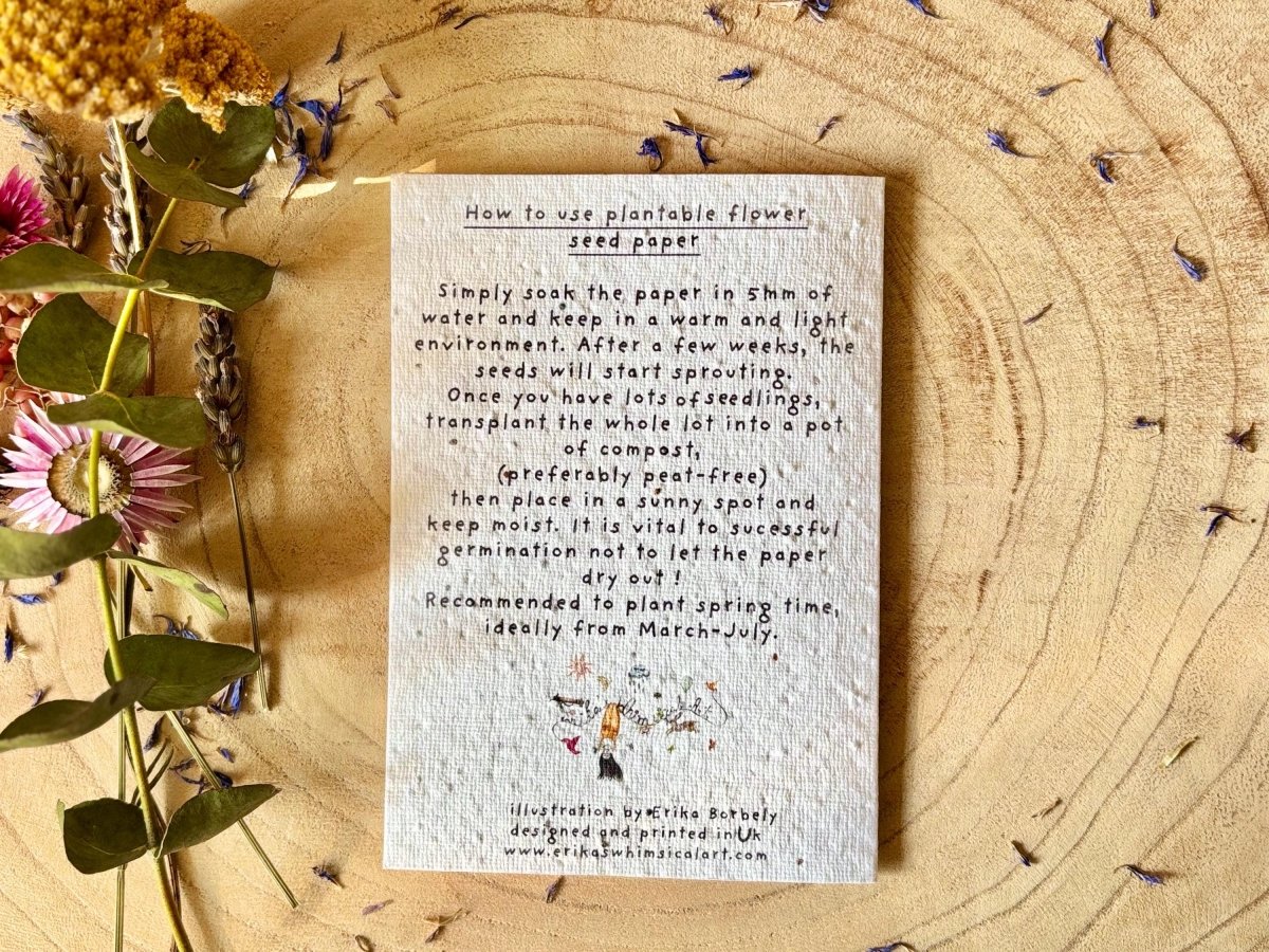 Plantable Seed Paper Mum Card: Eco - Friendly Floral Design - Erika's Whimsical Art