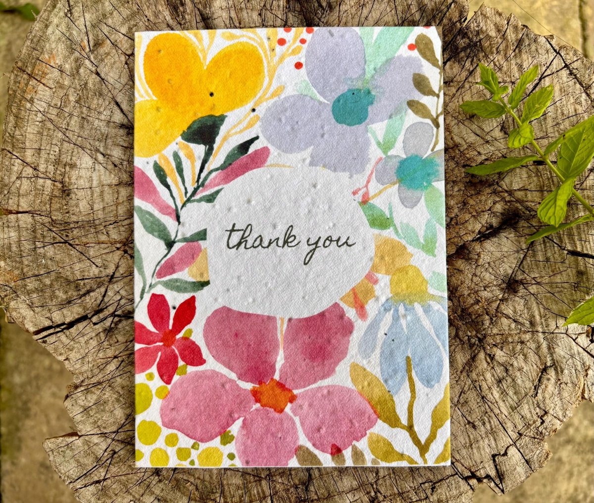 Plantable Seed Paper Thank You Card: Vintage Flower Design - Erika's Whimsical Art