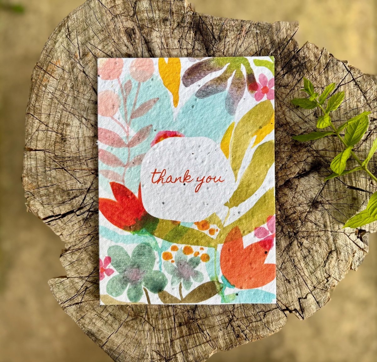 Plantable Seed Paper Thank You Card: Vintage Flower Design - Erika's Whimsical Art