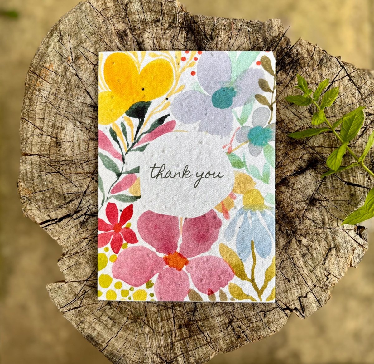 Plantable Seed Paper Thank You Card: Vintage Flower Design - Erika's Whimsical Art