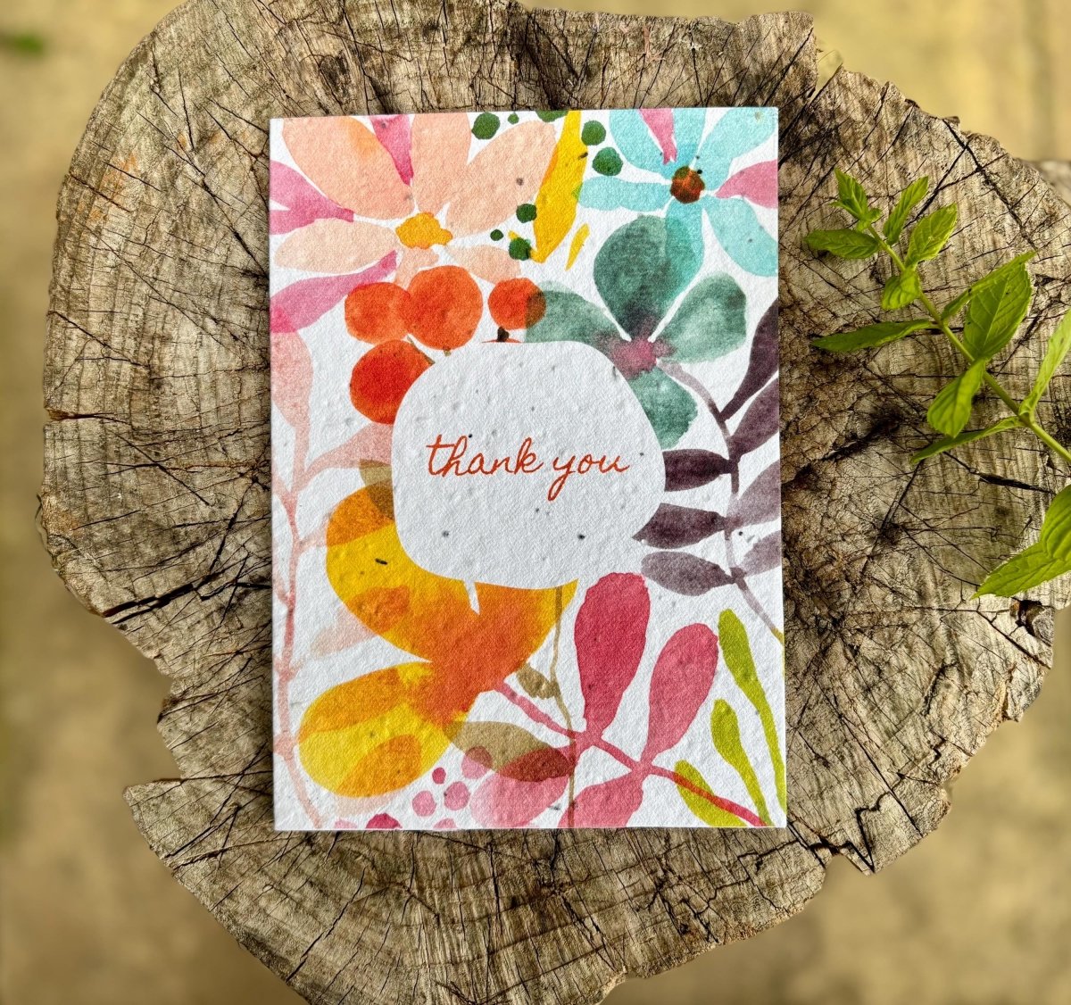 Plantable Seed Paper Thank You Card: Vintage Flower Design - Erika's Whimsical Art