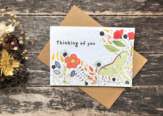 Plantable Seed Paper Thinking of You Card: Eco - Friendly Flowers - Erika's Whimsical Art
