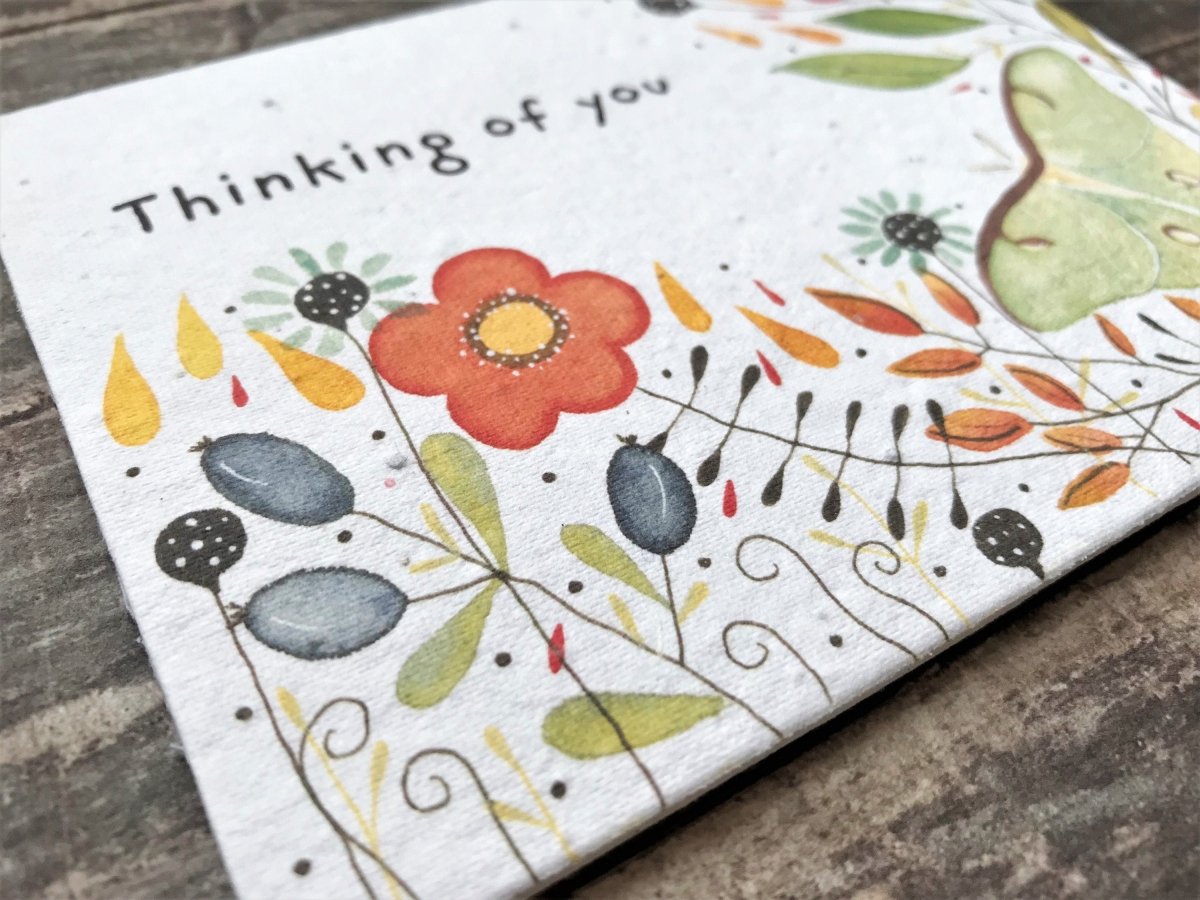 Plantable Seed Paper Thinking of You Card: Eco - Friendly Flowers - Erika's Whimsical Art