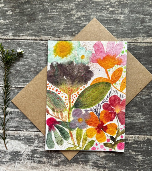 Plantable Wildflower Seed Paper Card – Eco - Friendly Floral Greeting - Erika's Whimsical Art