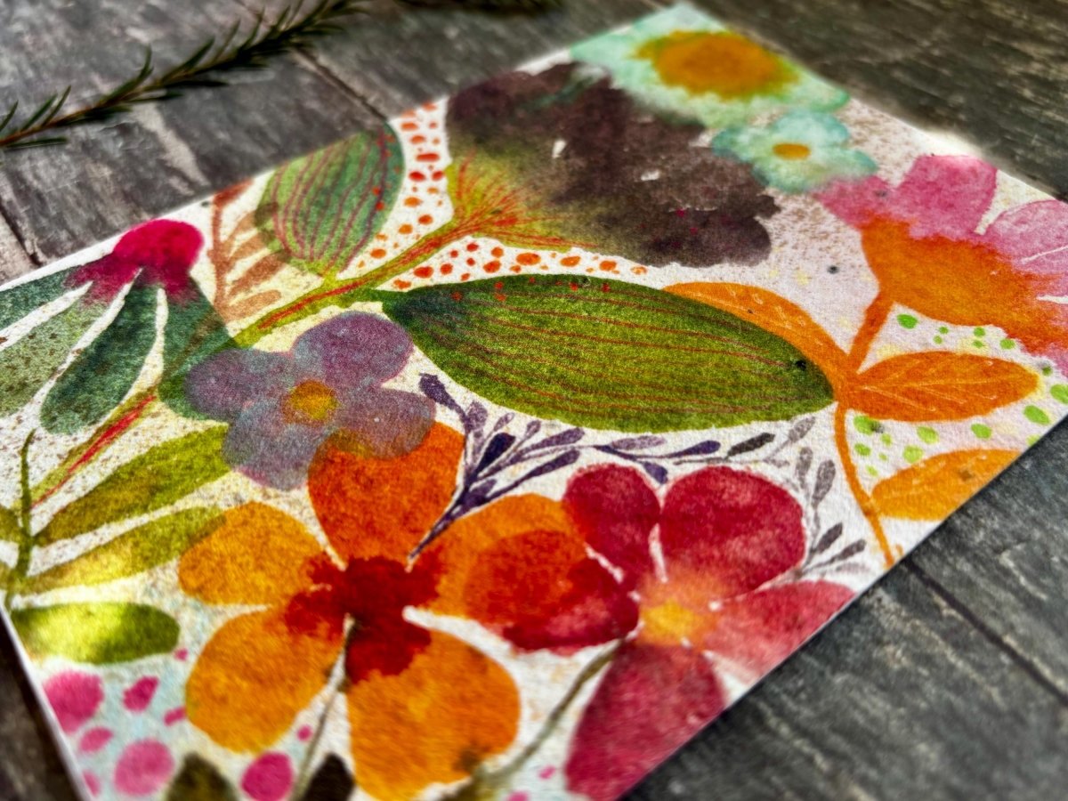 Plantable Wildflower Seed Paper Card – Eco - Friendly Floral Greeting - Erika's Whimsical Art