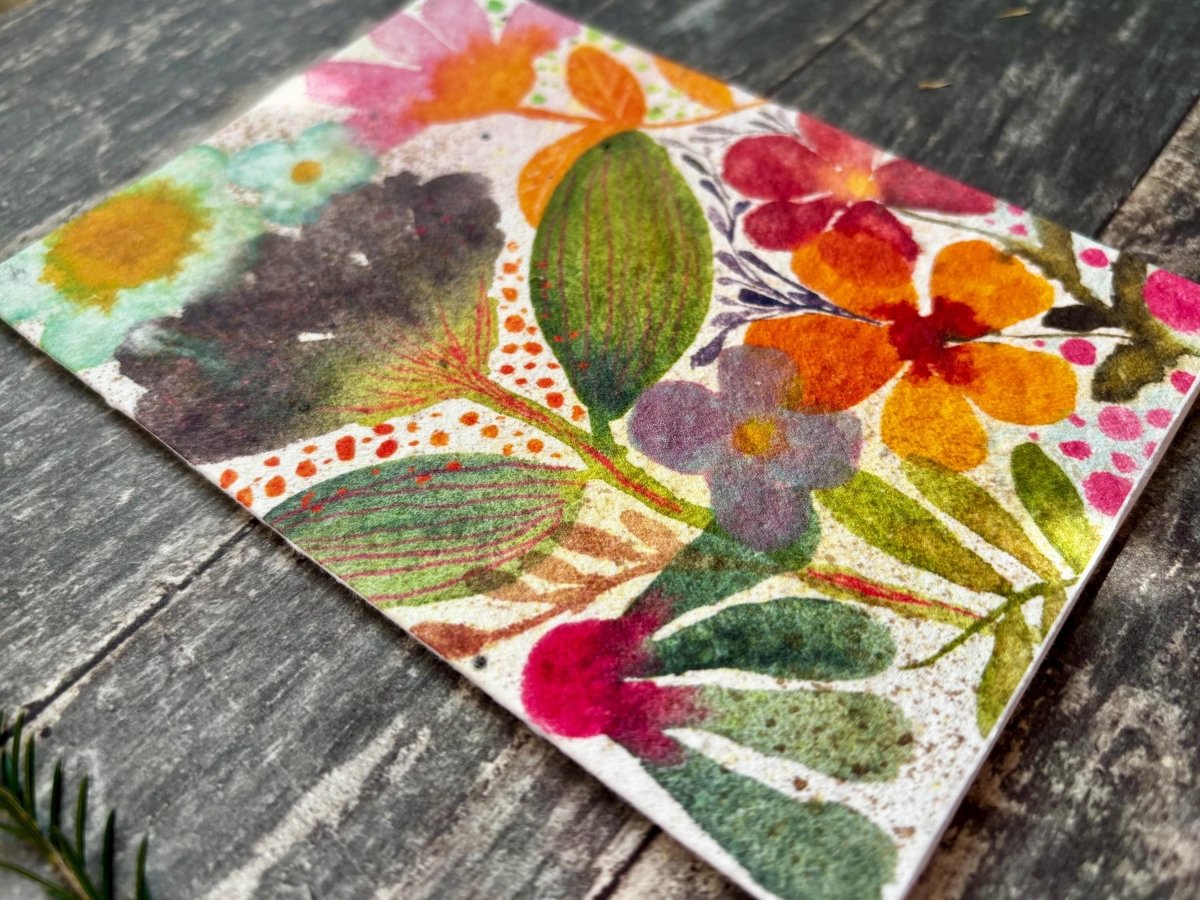 Plantable Wildflower Seed Paper Card – Eco - Friendly Floral Greeting - Erika's Whimsical Art
