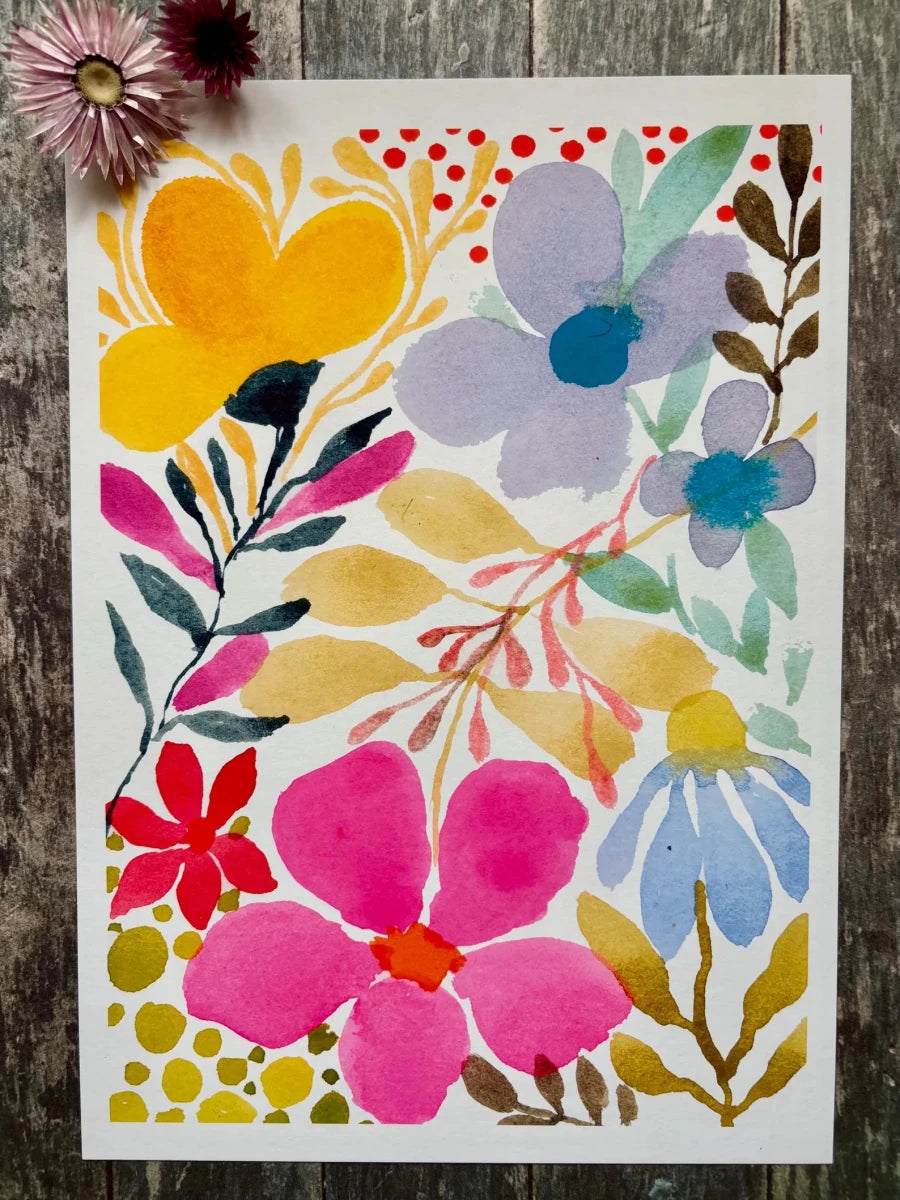 Scandinavian Bloom – Modern Floral Wall Art, Minimalist Botanical Print, Watercolour Flower Illustration, Contemporary Home Décor, A4 Art Print, Unframed - Erika's Whimsical Art