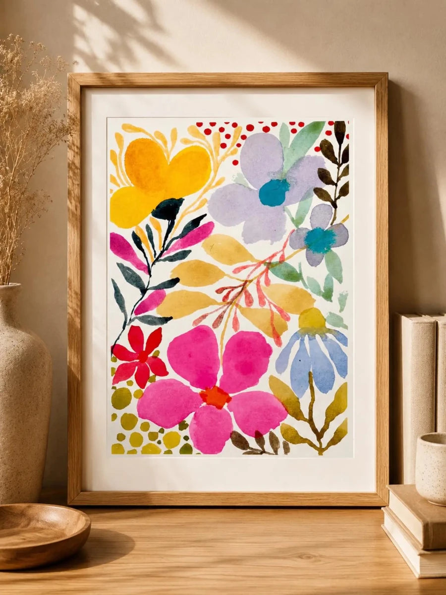 Scandinavian Bloom – Modern Floral Wall Art, Minimalist Botanical Print, Watercolour Flower Illustration, Contemporary Home Décor, A4 Art Print, Unframed - Erika's Whimsical Art
