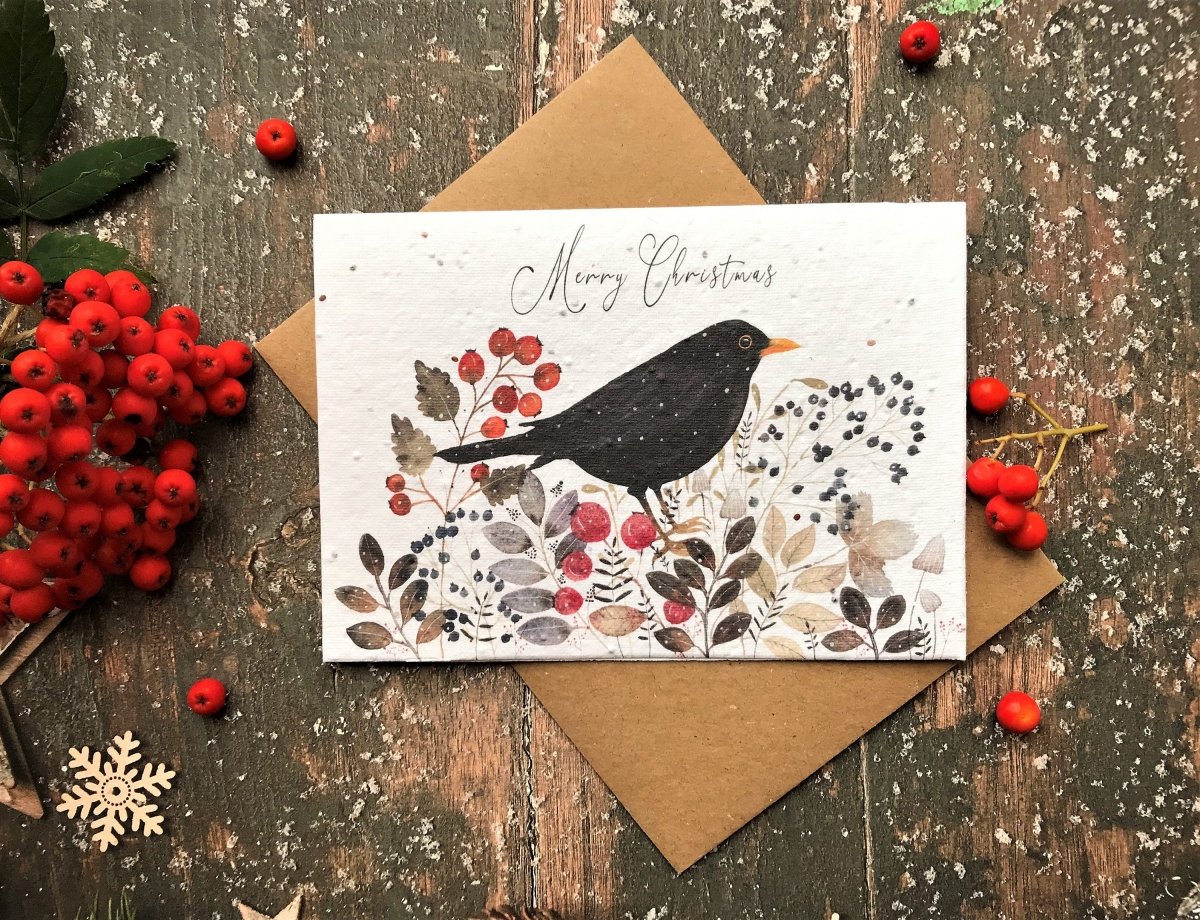 Set of 6 Plantable Seed Paper Christmas cards,Illustrated Christmas card,Christmas Cards,Eco Friendly card, Christmas cards pack, Xmas Cards - Erika's Whimsical Art