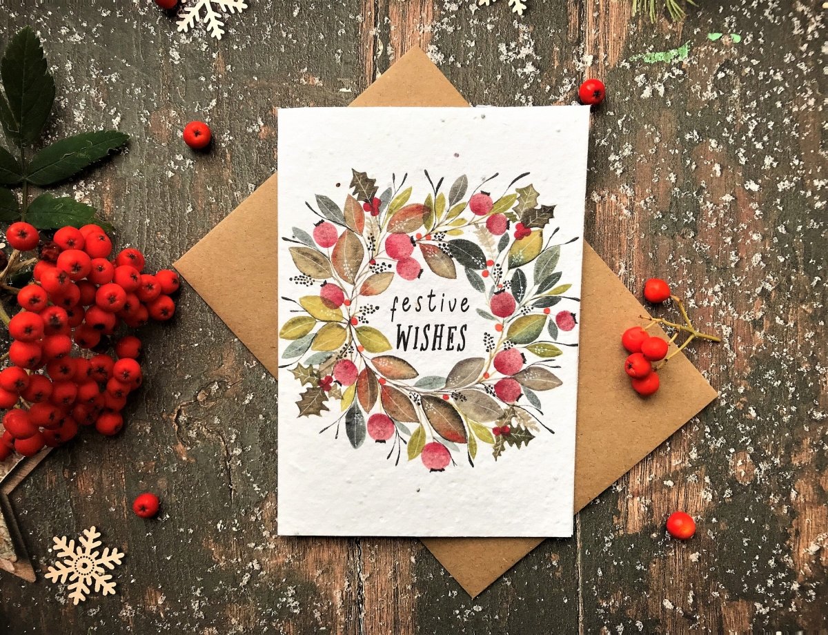 Set of 6 Plantable Seed Paper Christmas cards,Illustrated Christmas card,Christmas Cards,Eco Friendly card, Christmas cards pack, Xmas Cards - Erika's Whimsical Art