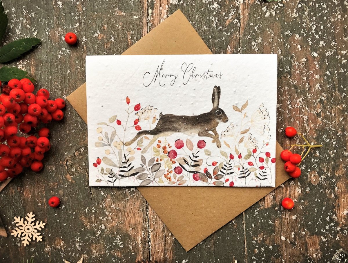 Set of 6 Plantable Seed Paper Christmas cards,Illustrated Christmas card,Christmas Cards,Eco Friendly card, Christmas cards pack, Xmas Cards - Erika's Whimsical Art