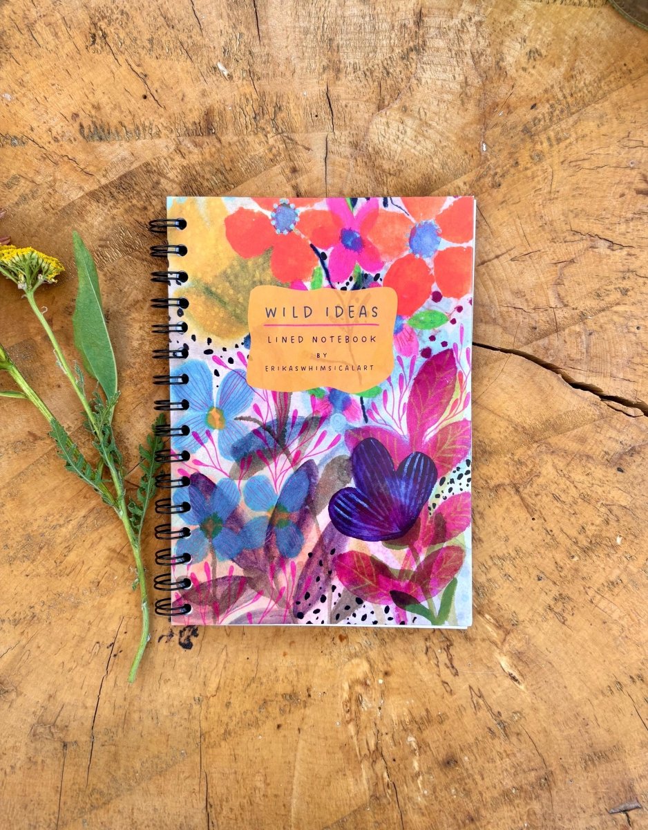 Wild Ideas A5 Handmade Notebook: Floral Illustrated Journal - Erika's Whimsical Art