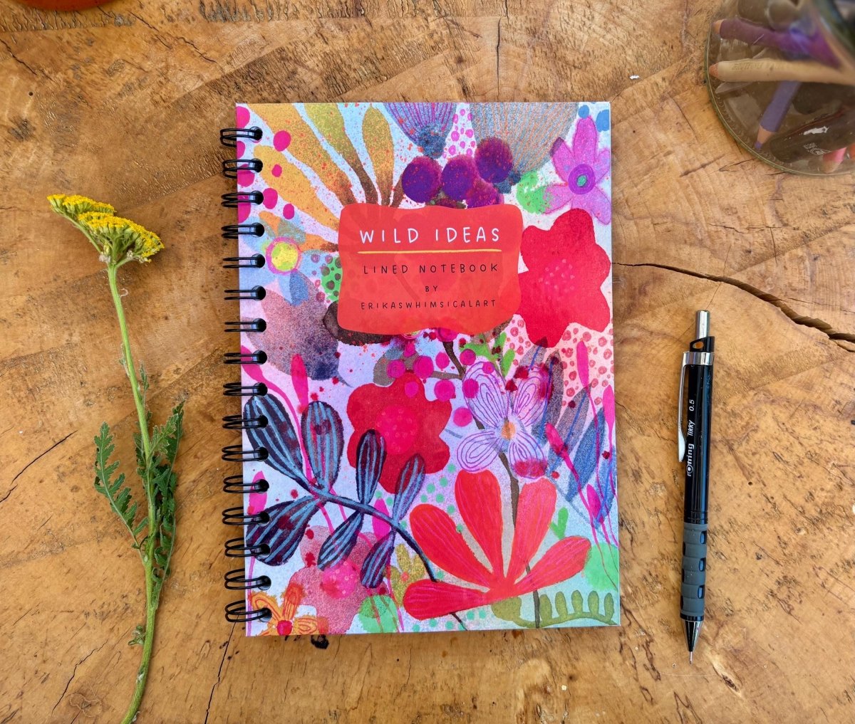 Wild Ideas A5 Handmade Notebook: Floral Illustrated Journal - Erika's Whimsical Art