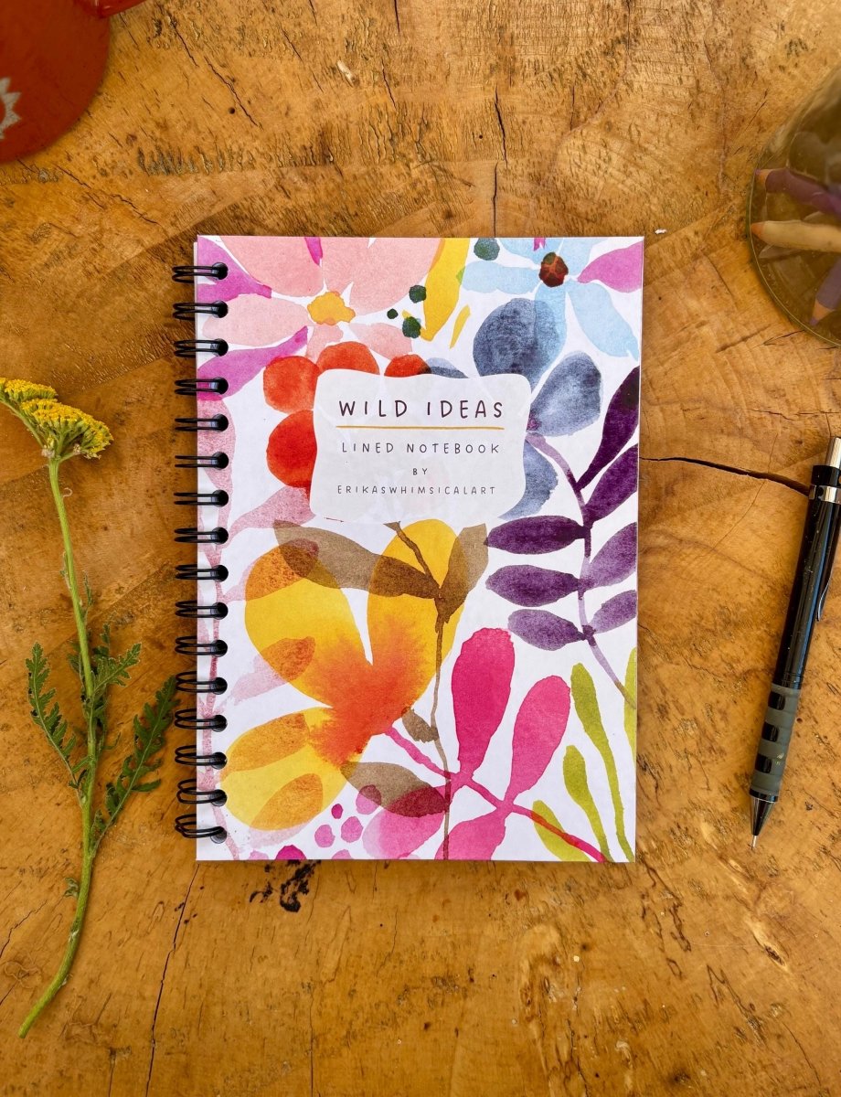 Wild Ideas A5 Handmade Notebook: Floral Illustrated Journal - Erika's Whimsical Art