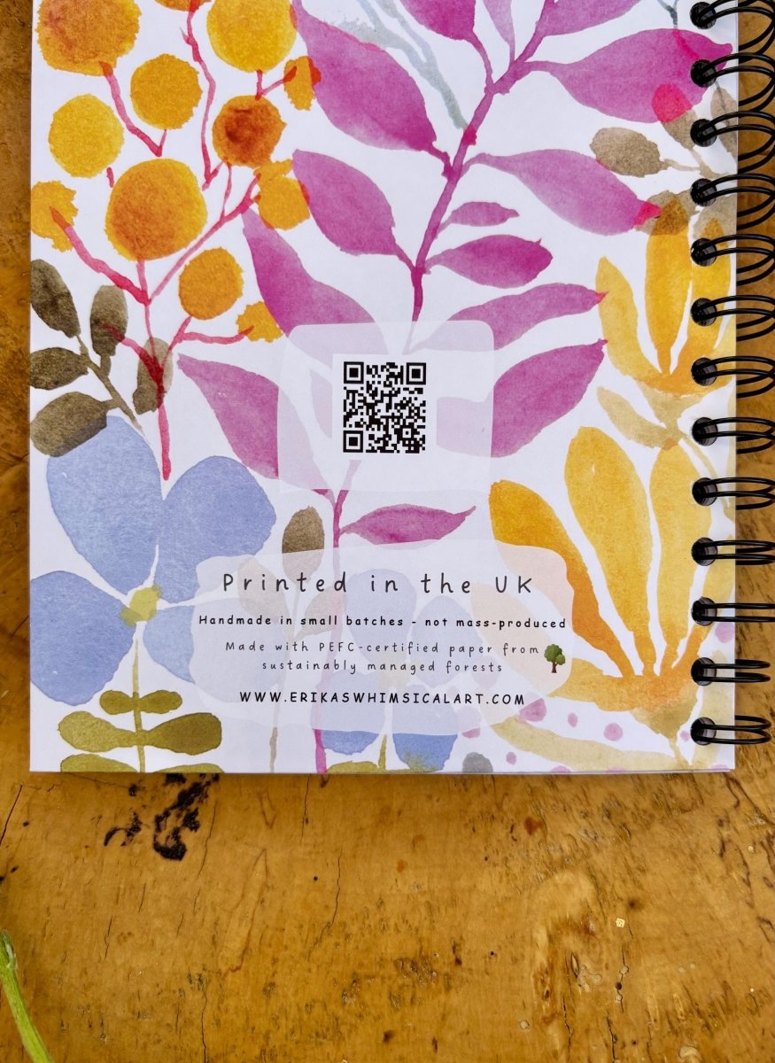 Wild Ideas A5 Handmade Notebook: Floral Illustrated Journal - Erika's Whimsical Art