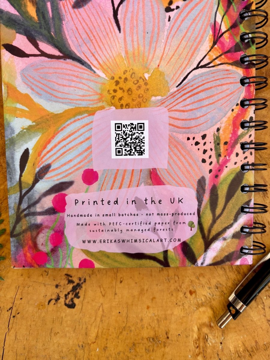 Wild Ideas A5 Handmade Notebook: Floral Illustrated Journal - Erika's Whimsical Art