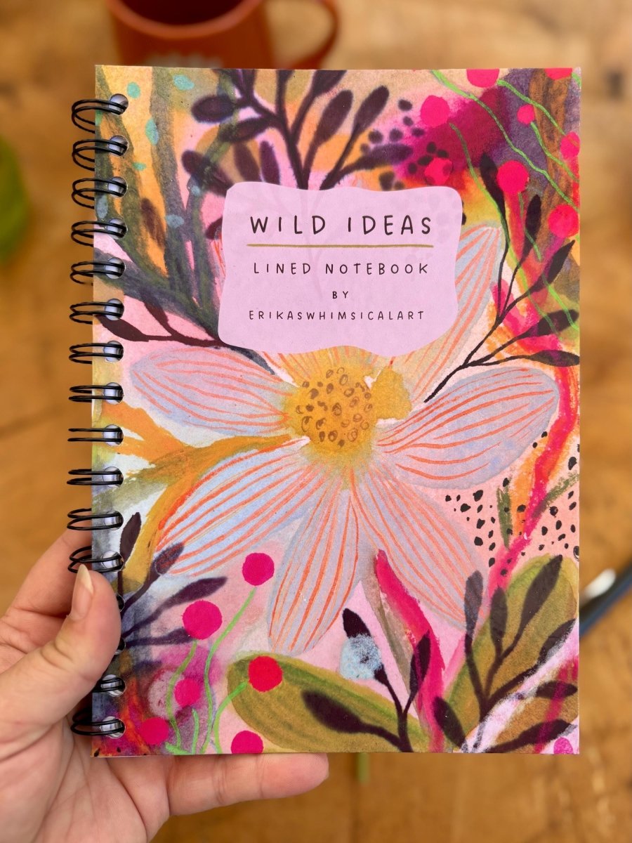Wild Ideas A5 Handmade Notebook: Floral Illustrated Journal - Erika's Whimsical Art