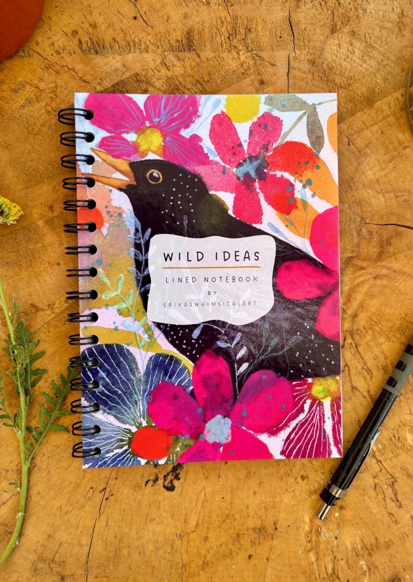 Wild Ideas A5 Handmade Notebook: Floral Illustrated Journal - Erika's Whimsical Art